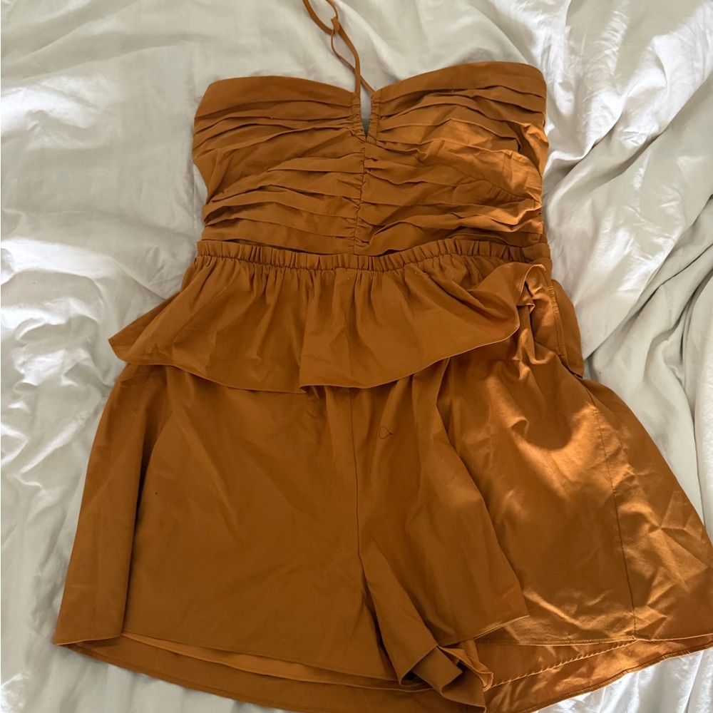 Express Mustard Strapless Romper